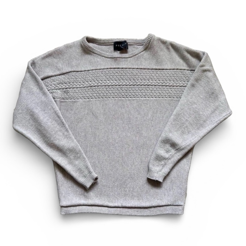 Premise Gray Knit Sweater Long Sleeve Crewneck XS Petite